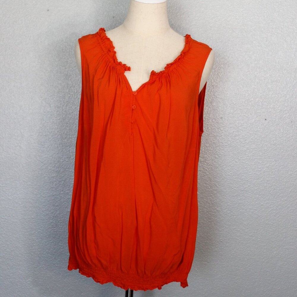 A.n.a Bright Orange Sleeveless Blouse Size 1X